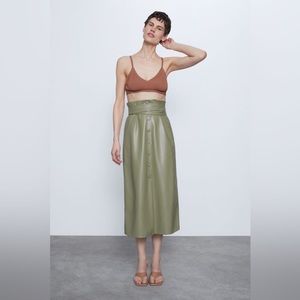 Zara Faux leather green skirt small